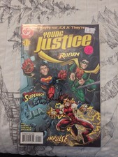 Young Justice #1 NM Signed Peter David 1998 DC Comics Robin Superboy Impulse JLA picture