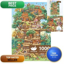 MOMIBOOK 1000 Piece Jigsaw Puzzle The Wonderful Tree House Expedition Luminous picture