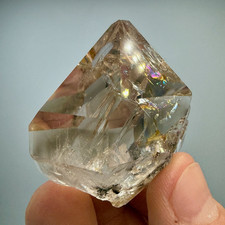 Smoky Herkimer Diamond Gem, A+ Clarity, Huge Rainbows, Golden Cluster Attached picture