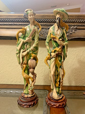 Set of Two Vintage Chinese Oriental Man and Woman Statues – 19