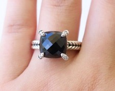 David Yurman Women's Silver Chatelaine Cocktail Ring with Black Onyx size 6 picture