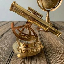 Vintage Antique Nautical Brass Alidate Compass With Telescope Decor picture