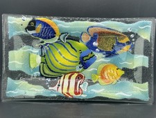 Peggy Karr Fused Glass Art Plate Platter  Tropical Fish Nautical Decor BN35 picture