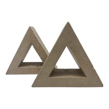 Fratelli Mannelli Travertine Triangle Bookends Enzo Mari Italy MCM Set 1960's picture