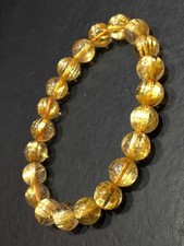 10mm Natural golden rutilated quartz Beaded Bracelet Gemstone Stretch Bracelet picture