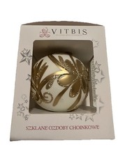 VITBIS HANDCRAFTED IN POLAND BEAUTIFUL 6” ORNAMENT Winter Glitter Floral Theme picture