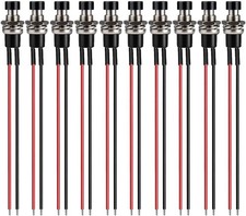 10PCS Prewired Mini Momentary Push Button Switch SPST NO 3V-230V 7mm Black picture