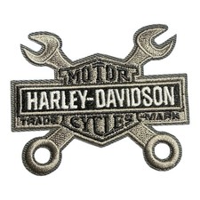 Embroidered Harley Davidson Iron-On Patch, Motorcycle, Biker Wrench picture