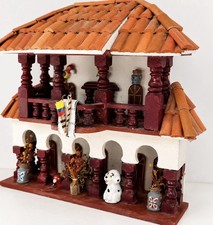 Colombia Handcrafted Miniature Casita VTG Colombian Folk Art Balcony Dog balcón picture