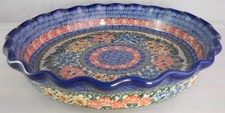 2007 Ceramika Artystyczna Polish Pottery Scalloped Ruffle Pie Plate 4625 636 picture