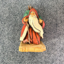 Silvestri Rustic Hand Painted Santa Carving-Signed by A Costanza W/bag of wood picture