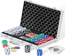Boyzhood Poker Chips 300Pc Poker Set with Aluminum Travel Case 11.5 Gram openbox picture