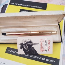 1960's Parker 45 Insignia Gold Filled Fountain Pen 14k Gold M Nib picture