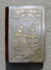 ANTIQUE MINT CARVED PEARL COVER ON 1857 CUBA BOOK CALENDARIO DEL OBISPADO HABANA picture