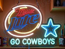 Miller Lite Beer Dallas Cowboys Go LED Neon Sign With Dimmer USB Powered Light picture