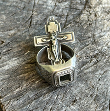 pectoral cross a crucifix and a ring 925 silver military talisman of a soldier picture