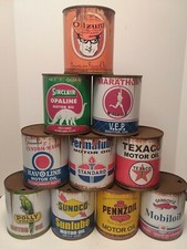 Rusty Vintage Motor Oil Cans 1qt. 6 can Special Mix or Match any 6 cans listed picture