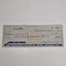 Wertsch Motor Company Oshkosh WI Canceled Check 1944 Oshkosh National Bank  picture