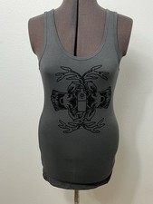 Jägermeister Tank Top Womens size Small Gray Two Stagg Logo Thin Straps NEW picture