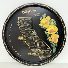 Vintage California State Tray MCM Kitschy Barware Graphic Souvenir Decor Platter picture