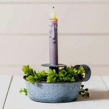 Farmhouse Candle Holder With candle in weathered Tin picture