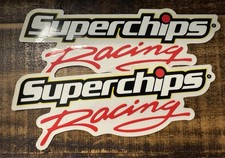 LOT 2 SUPERCHIPS Racing Super Glossy Vinyl STICKER Rare Version NHRA HOT ROD picture