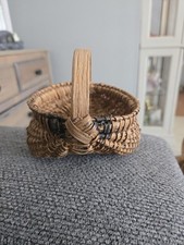 ANTIQUE Miniature NC PRIMITIVE Buttocks Egg BASKET SPLIT OAK    picture