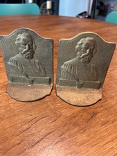 Vintage Henry W Longfellow Metal Bookends picture