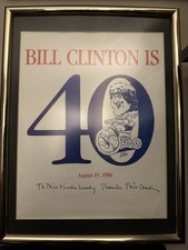 President Bill Clinton Rare Signed Framed Poster from 40th Birthday as Governor  picture