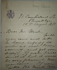 1871 ALS by Mary Clemmer Ames to William Hayes Ward Brooklyn Literary History picture