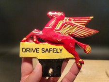 Antique Vintage Style Aluminum Pegasus Drive Safely License Plate Fob Topper picture