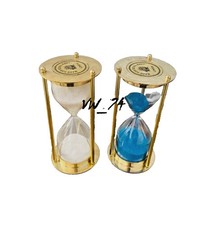 Sand Timer Hourglass Brass Nautical Maritime Hour Glass Vintage Set Of 2 picture