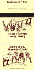 Lunt Ave. Marble Club Restaurant Bar Vintage Matchbook Cover 1960s picture