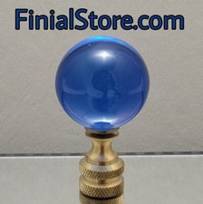 Royal Blue Crystal Ball 30mm Lamp Finial Nickel/Polished/Antique Base picture