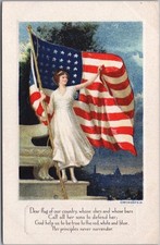 1910s WWI Patriotic Postcard Lady Liberty / Columbia 