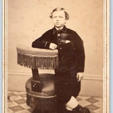 ID'd c1860s Elmer Witte Jr. Handsome Young Boy Portrait Antique CDV Photo Card picture