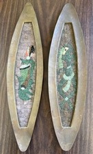 2 Vintage Salvador Teran Wall Hangings Hand-Wrought Brass Mosaic Tile See Pics picture