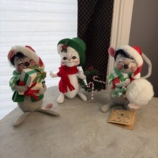 Annalee 3 Merry Mice 1965 A.L Thorndike,New H. w /Tag.Holiday Decor Flexible picture