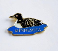 Minnesota Loon Enamel Pin Vintage State Souvenir Pinback Gold-Tone  picture