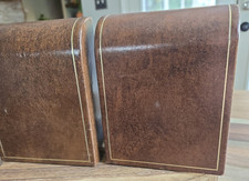 Vintage A&M Leatherlines New York MCM Brown & Gold Bookends Minimalist Modern picture