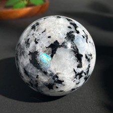 Natural Rainbow Moonstone Sphere Genuine Crystal Ball Black Tourmaline 62mm 357g picture
