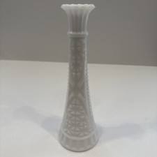 Vintage 50s Milk Glass Fluted Bud Vase 9
