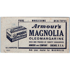 Vtg 1910s Chicago IL Armour's Magnolia Oleomargarine Advertising Card Insert picture