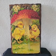 Antique 1906 Cayucos CA Calendar Plaque Easter Chicks Mushroom Donati Righetti picture