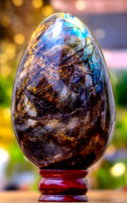 170MM Flashy Labradorite Crystal Egg Blue Flashy Gemstone Healing Energy Decor picture