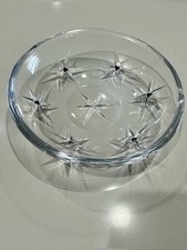 Ruckl Czech Bohemian Hand Cut Crystal Bowl Garnet Accents Stork Mark 6