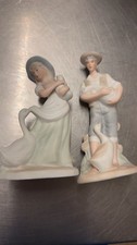Vintage Porcelain Boy And Girl With Geese Figurines Set picture