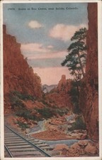 Salida, Colorado CO Box Canon near Salida, CO-Railroad Tracks & River Postcard picture