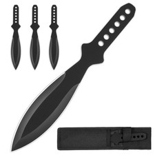 3pc Black 9 inch Throwing Knives Set with Pouch Full Tang Knife  with Sheath picture