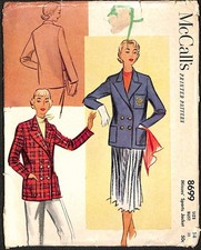 Vintage 1950s Misses Sports Jackets McCall Sewing Pattern 8699 Bust 32 UC FF picture